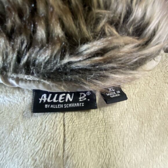 Allen B by Allen Schwartz Faux Fur Synthetic Shearling Brown Suede XL Jacket - Picture 5 of 7